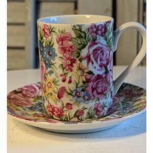 Vintage Japanese made chintz demitasse cup and saucer